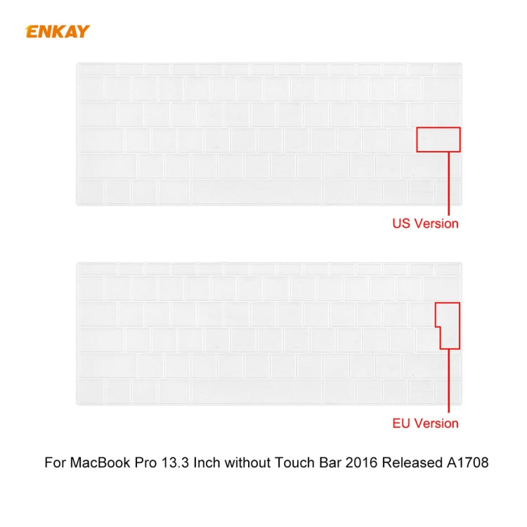 ENKAY 3 in 1 Matte Laptop Protective Case + EU Version TPU Keyboard Film + Anti-dust Plugs Set for MacBook Pro 13.3 inch A1708 (without Touch Bar), For MacBook Pro 13.3 inch A1708 (without Touch Bar)