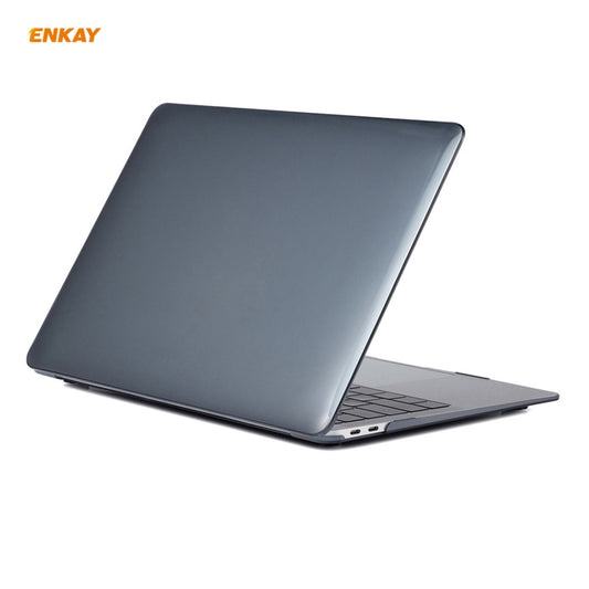 ENKAY Étui de protection pour ordinateur portable 3 en 1 en cristal + Film de clavier TPU version UE + Jeu de bouchons anti-poussière pour MacBook Air 13,3 pouces A1932 (2018), pour MacBook Air 13,3 pouces A1932 (2018)