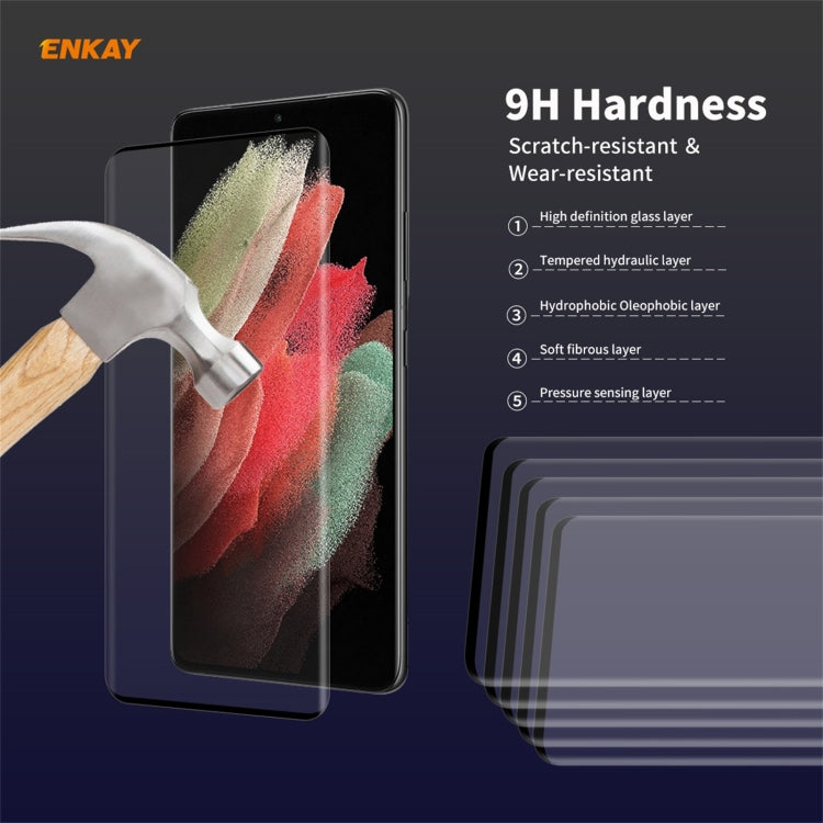 For Samsung Galaxy S21 Ultra ENKAY Hat-Prince 0.26mm 9H 3D Explosion-proof Full Screen Curved Heat Bending Tempered Glass Film, For Samsung Galaxy S21 Ultra(1pc), For Samsung Galaxy S21 Ultra(2pcs), For Samsung Galaxy S21 Ultra(5pcs)