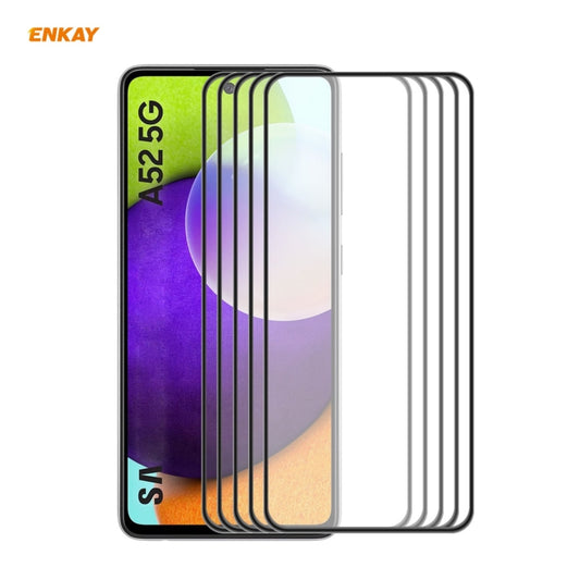 5 PCS ENKAY Hat-Prince Film de protection d'écran en verre trempé à colle pleine anti-chute, pour Samsung Galaxy A52 4G / 5G, pour Samsung Galaxy A72 4G / 5G, pour Samsung Galaxy A32 5G / M12 / A12