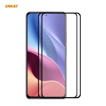 2 PCS ENKAY Hat-Prince Full Glue 0.26mm 9H 2.5D Tempered Glass Full Coverage Film, For Xiaomi Redmi K40 / K40 Pro(+), For Xiaomi Redmi Note 9T, For Xiaomi Redmi 9T, For Samsung Galaxy F62