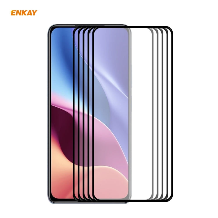 5 PCS ENKAY Hat-Prince Full Glue 0.26mm 9H 2.5D Tempered Glass Full Coverage Film, For Xiaomi Redmi K40 / K40 Pro(+), For Xiaomi Redmi Note 9T, For Xiaomi Redmi 9T, For Samsung Galaxy F62