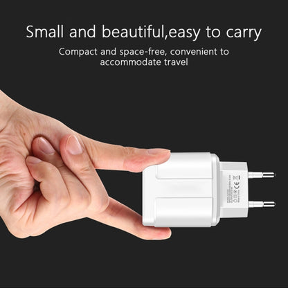 Dual USB Portable Travel Charger + 1 Meter USB to Type-C Data Cable, EU Plug