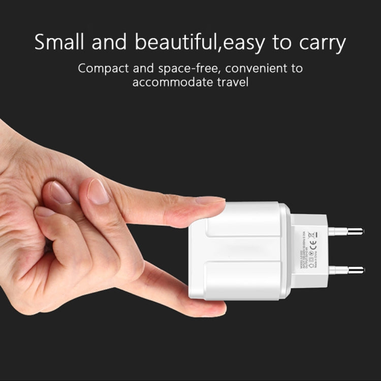 Dual USB Portable Travel Charger + 1 Meter USB to 8 Pin Data Cable, EU Plug