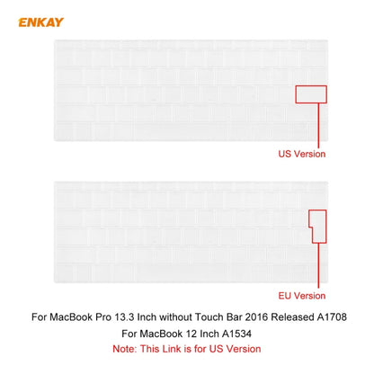 ENKAY US Version Soft TPU Keyboard Protector Film for MacBook 12 inch A1534 (2015) / Pro 13.3 inch A1708 (without Touch Bar), US Version