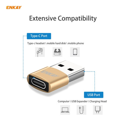 ENKAY ENK-AT105 USB Male to FemaleType-C Aluminium Alloy Adapter Converter, Support Quick Charging & Data Transmission, ENKAY ENK-AT105 Black, ENKAY ENK-AT105 Red, ENKAY ENK-AT105 Gold, ENKAY ENK-AT105 Rose Gold