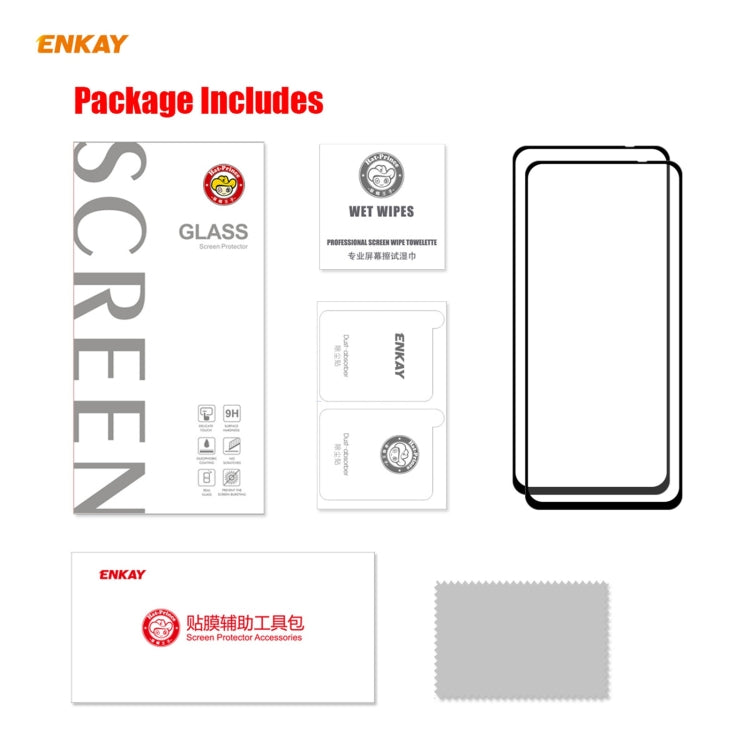 2 PCS ENKAY Hat-Prince Full Glue 0.26mm 9H 2.5D Tempered Glass Full Coverage Film, For Redmi Note 10 / Note 10S, For Redmi Note 10 Pro / Note 10 Pro Max, For OnePlus 9 / 9R, For Huawei P50