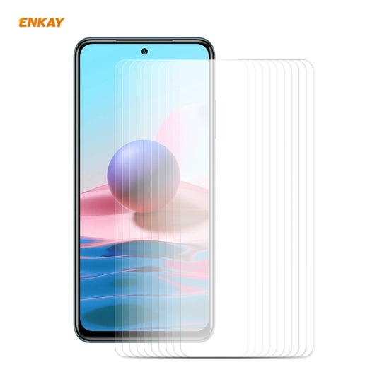 10 films en verre trempé ENKAY Hat-Prince 0.26mm 9H 2.5D bords incurvés, pour Redmi Note 10 / Note 10S, pour Redmi Note 10 Pro / Note 10 Pro Max, pour OnePlus 9 / 9R, pour Huawei P50