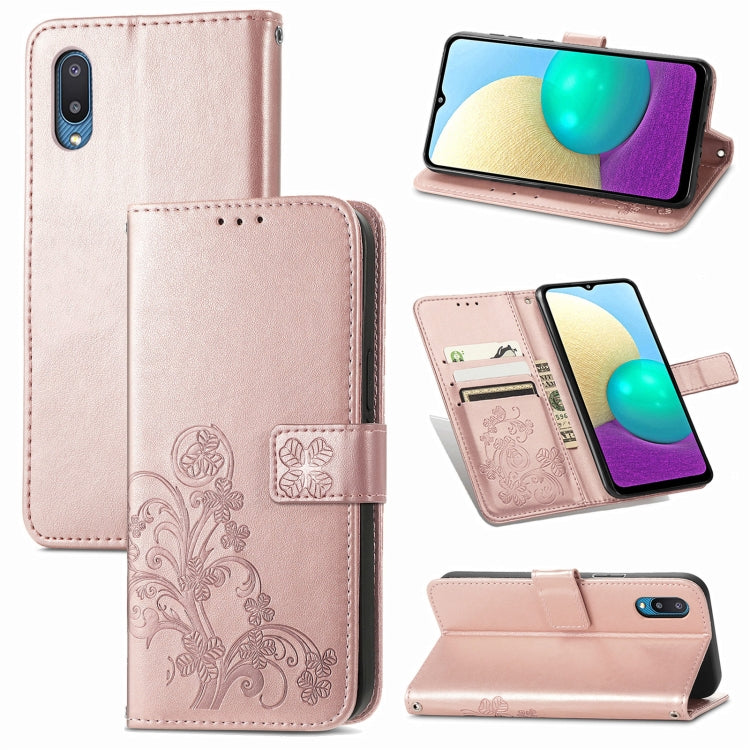 Four-leaf Clasp Embossed Buckle Mobile Phone Protection Leather Case with Lanyard & Card Slot & Wallet & Bracket Function, For Samsung Galaxy A02, For Xiaomi Redmi Note 10 4G, For Google Pixel 5A, For OPPO A93 5G, For LG Stylo 7, For Motorola E7 Power ...