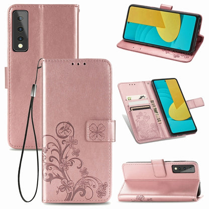 Four-leaf Clasp Embossed Buckle Mobile Phone Protection Leather Case with Lanyard & Card Slot & Wallet & Bracket Function, For Samsung Galaxy A02, For Xiaomi Redmi Note 10 4G, For Google Pixel 5A, For OPPO A93 5G, For LG Stylo 7, For Motorola E7 Power ...
