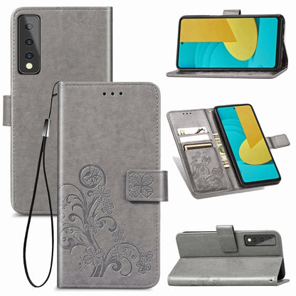 Four-leaf Clasp Embossed Buckle Mobile Phone Protection Leather Case with Lanyard & Card Slot & Wallet & Bracket Function, For Samsung Galaxy A02, For Xiaomi Redmi Note 10 4G, For Google Pixel 5A, For OPPO A93 5G, For LG Stylo 7, For Motorola E7 Power ...