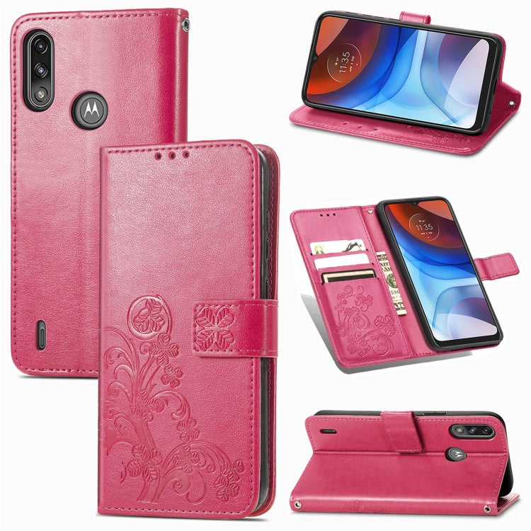Four-leaf Clasp Embossed Buckle Mobile Phone Protection Leather Case with Lanyard & Card Slot & Wallet & Bracket Function, For Samsung Galaxy A02, For Xiaomi Redmi Note 10 4G, For Google Pixel 5A, For OPPO A93 5G, For LG Stylo 7, For Motorola E7 Power ...