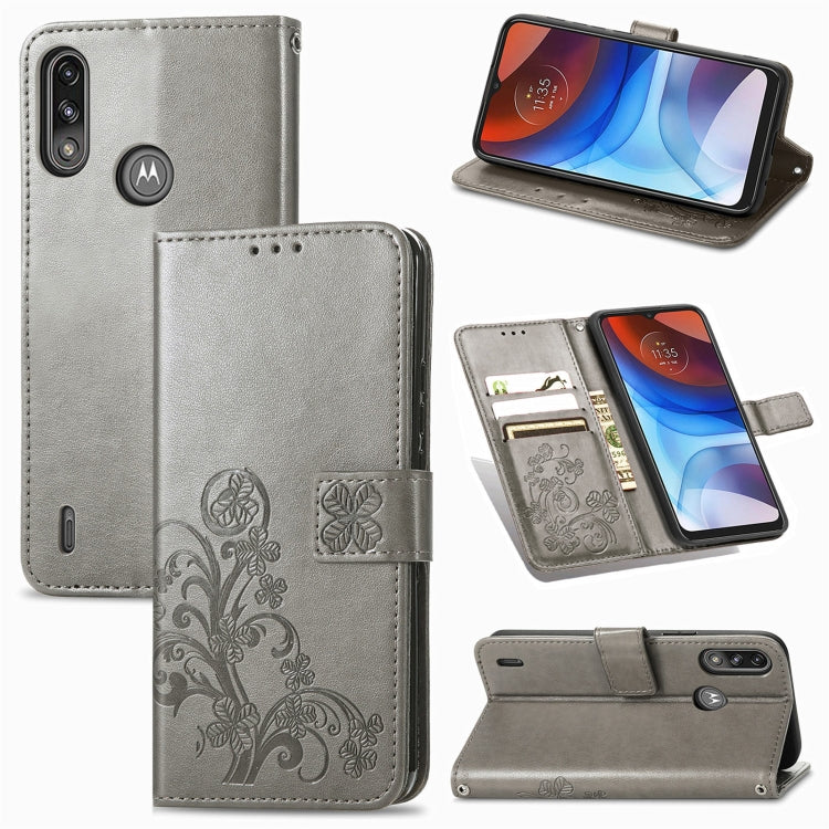 Four-leaf Clasp Embossed Buckle Mobile Phone Protection Leather Case with Lanyard & Card Slot & Wallet & Bracket Function, For Samsung Galaxy A02, For Xiaomi Redmi Note 10 4G, For Google Pixel 5A, For OPPO A93 5G, For LG Stylo 7, For Motorola E7 Power ...