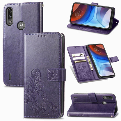 Four-leaf Clasp Embossed Buckle Mobile Phone Protection Leather Case with Lanyard & Card Slot & Wallet & Bracket Function, For Samsung Galaxy A02, For Xiaomi Redmi Note 10 4G, For Google Pixel 5A, For OPPO A93 5G, For LG Stylo 7, For Motorola E7 Power ...