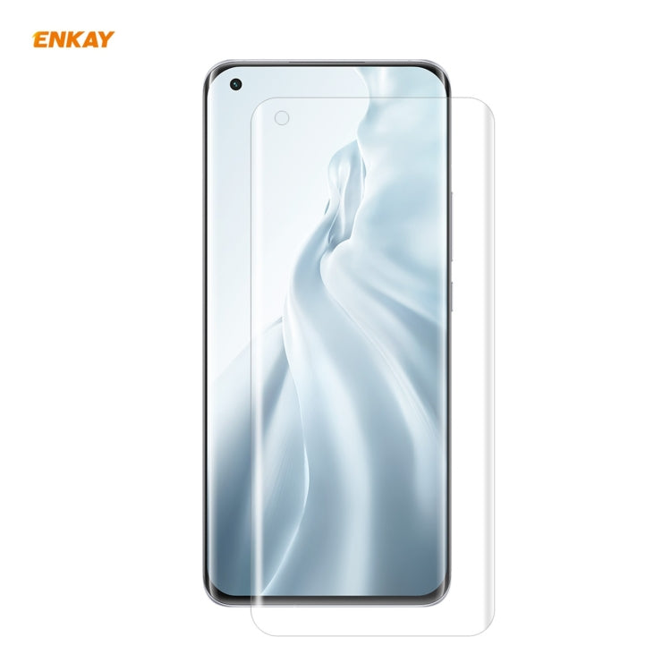 For Xiaomi Mi 11 Ultra Hat-Prince ENKAY Clear TPU Shockproof Case Soft Anti-slip Cover + 3D Full Screen PET Curved Hot Bending HD Screen Protector Soft Film Support Fingerprint Unlock, For Xiaomi Mi 11 Ultra