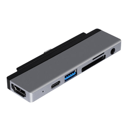 6 in 1 Type-C to HDMI/PD/USB3.0/Audio/SD&TF Card Reader HUB Converter for iPad Pro, 6 in 1