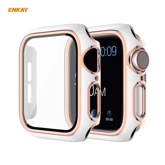 ENKAY Hat-Prince Coque de protection PC entièrement recouverte avec verre trempé pour Apple Watch Series 6 / 5 / 4 / SE 44mm, Pour Apple Watch Series 6 / 5 / 4 / SE 44mm