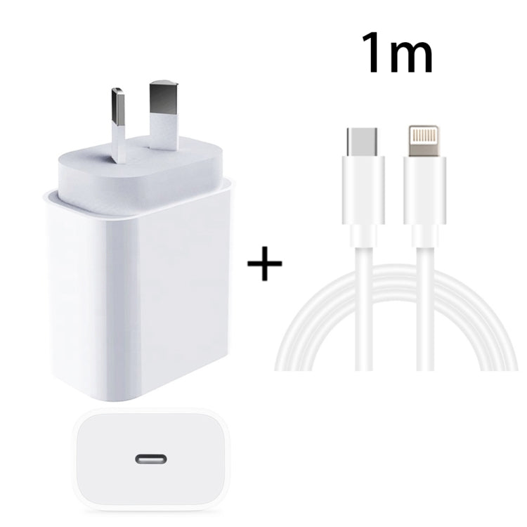 PD 20W PD 3.0 Travel Fast Charger Power Adapter with USB-C / Type-C to 8 Pin Fast Charge Data Cable, AU Plug