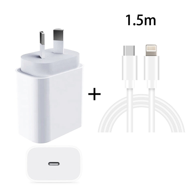 PD 20W PD 3.0 Travel Fast Charger Power Adapter with USB-C / Type-C to 8 Pin Fast Charge Data Cable, AU Plug