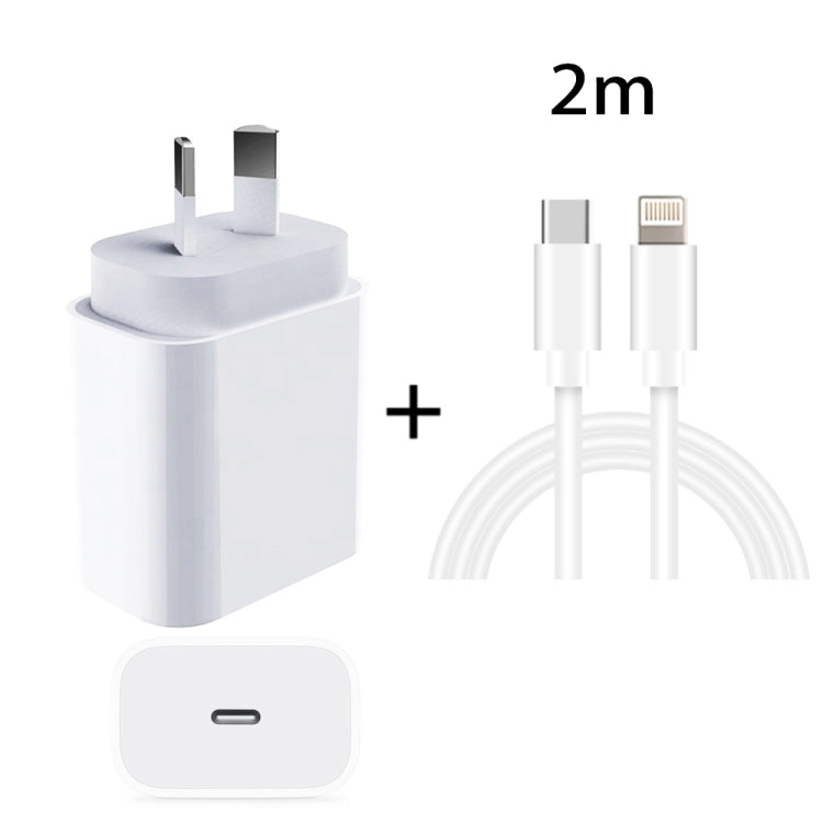 PD 20W PD 3.0 Travel Fast Charger Power Adapter with USB-C / Type-C to 8 Pin Fast Charge Data Cable, AU Plug