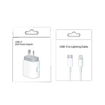 PD 20W PD 3.0 Travel Fast Charger Power Adapter with USB-C / Type-C to 8 Pin Fast Charge Data Cable, AU Plug