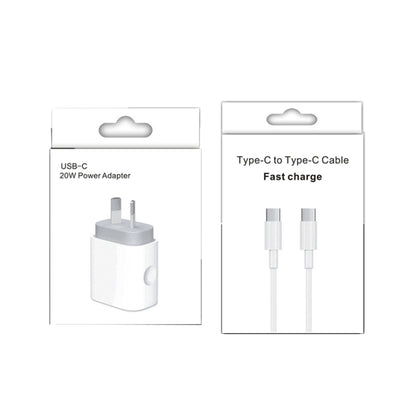 20W PD 3.0 Travel Fast Charger Power Adapter with USB-C / Type-C to Type-C Fast Charge Data Cable, AU Plug