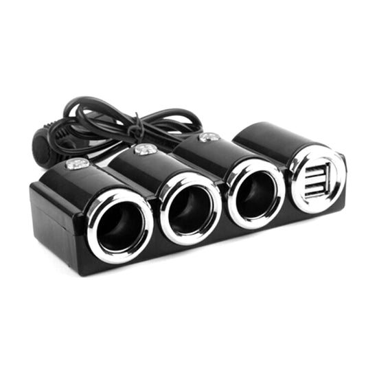 Adaptateur triple allume-cigare pour voiture avec double port USB, 1503