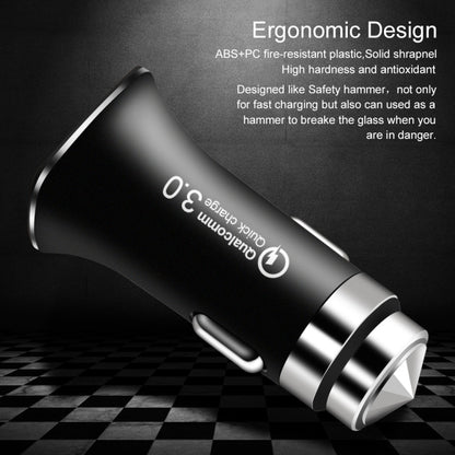 LZ-328 Safety Hammer Type QC3.0 USB + USB-C / Type-C Fast Charging Car Charger
