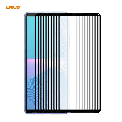10 PCS ENKAY Hat-Prince Full Glue 0.26mm 9H 2.5D Tempered Glass Full Coverage Film, For Sony Xperia 10 III(10 PCS), For Sony Xperia 1 III(10 PCS)