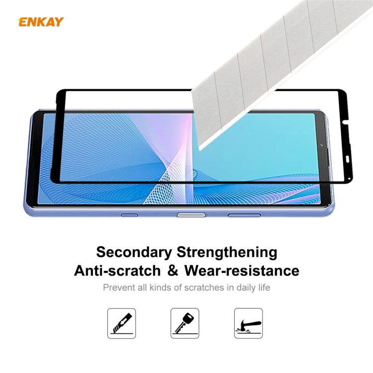 10 PCS ENKAY Hat-Prince Full Glue 0.26mm 9H 2.5D Tempered Glass Full Coverage Film, For Sony Xperia 10 III(10 PCS), For Sony Xperia 1 III(10 PCS)