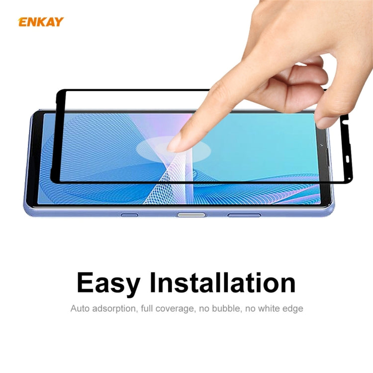 10 PCS ENKAY Hat-Prince Full Glue 0.26mm 9H 2.5D Tempered Glass Full Coverage Film, For Sony Xperia 10 III(10 PCS), For Sony Xperia 1 III(10 PCS)