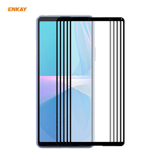 5 PCS ENKAY Hat-Prince Film de protection d'écran en verre trempé 0,26mm 9H 2.5D Full Glue, Pour Sony Xperia 10 III (5 PCS), Pour Sony Xperia 1 III (5 PCS), Pour Motorola Moto G10 / G20 / G30 (5 PCS)