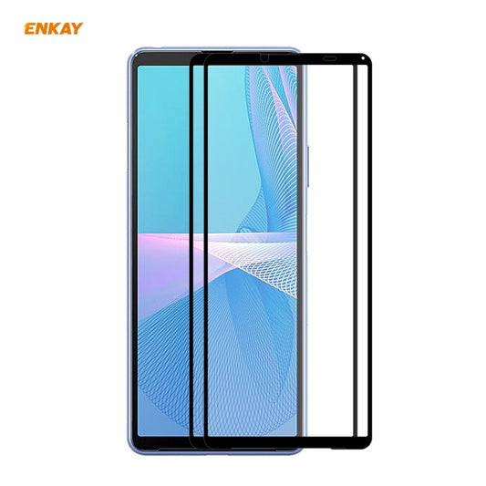 2 films de protection d'écran en verre trempé ENKAY Hat-Prince Full Glue de 0,26 mm, 9H, 2,5D, couverture complète, pour Sony Xperia 10 III (2 pièces), pour Sony Xperia 1 III (2 pièces), pour Motorola Moto G10 / G20 / G30 (2 pièces)