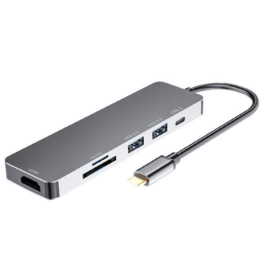 Station d'accueil HUB multifonction 6 en 1 Type-C vers HDMI + USB 3.0 + Type-C + SD/TF, 6 en 1