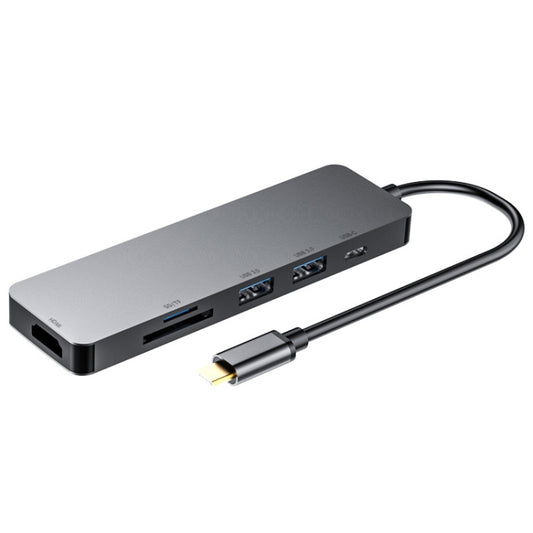 Station d'accueil HUB multifonction 6 en 1 Type-C vers HDMI + USB 3.0 + Type-C + SD/TF, 6 en 1