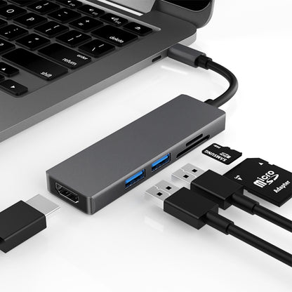 5 in 1 Type-c to HDMI + 2 x USB 3.0 + SD / TF Card Slot HUB Adapter, HDMI + 2 x USB 3.0 + SD / TF Card Slot