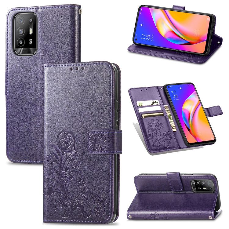 Four-leaf Clasp Embossed Buckle Mobile Phone Protection Leather Case with Lanyard & Card Slot & Wallet & Bracket Function, For Samsung Galaxy A22 5G, For Samsung Galaxy A22 4G, For Samsung Galaxy F62/M62, For Samsung Galaxy S21 FE, For OPPO A54  4G    ...