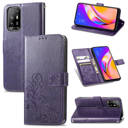 Four-leaf Clasp Embossed Buckle Mobile Phone Protection Leather Case with Lanyard & Card Slot & Wallet & Bracket Function, For Samsung Galaxy A22 5G, For Samsung Galaxy A22 4G, For Samsung Galaxy F62/M62, For Samsung Galaxy S21 FE, For OPPO A54  4G    ...