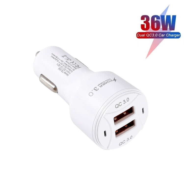TE-092 36W Dual QC3.0 USB Fast Car Charger + USB to Micro USB Data Cable Set, TE-092 with Micro USB Cable