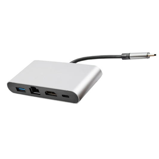WS-07 Type-C 3.1 to RJ45 + HDMI + USB3.0 + PD 4-in-1 Converter Multifunctional Docking Station, WS-07