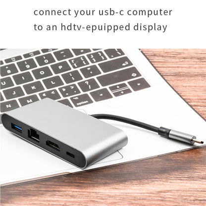 WS-07 Type-C 3.1 to RJ45 + HDMI + USB3.0 + PD 4-in-1 Converter Multifunctional Docking Station, WS-07