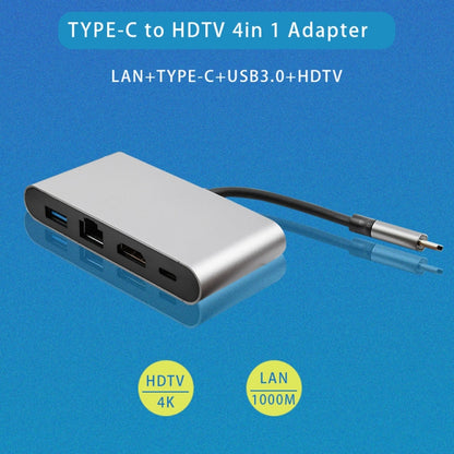 WS-07 Type-C 3.1 to RJ45 + HDMI + USB3.0 + PD 4-in-1 Converter Multifunctional Docking Station, WS-07