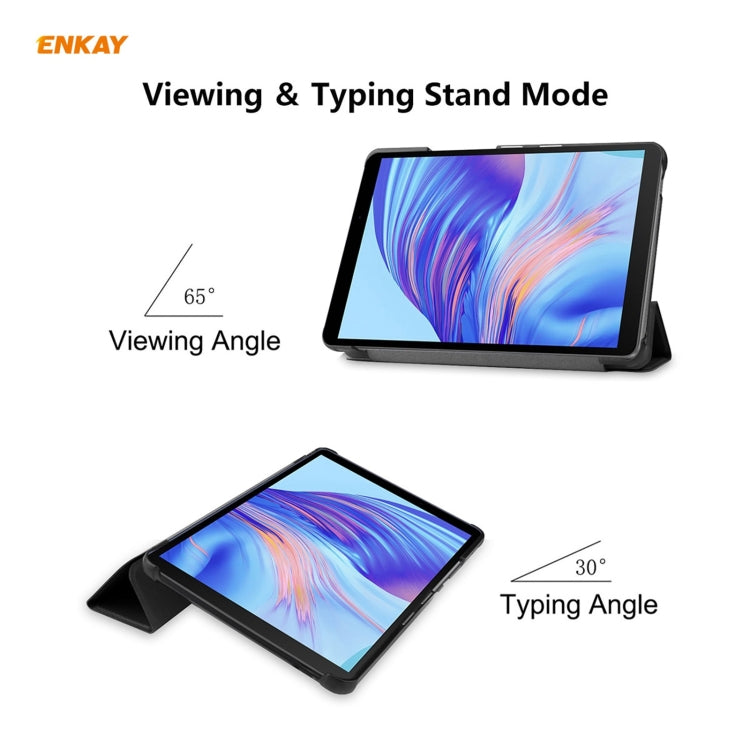 ENKAY PU Leather + Plastic Case with Three-folding Holder for Huawei MatePad T8 / Honor Tablet X7, For Huawei MatePad T8