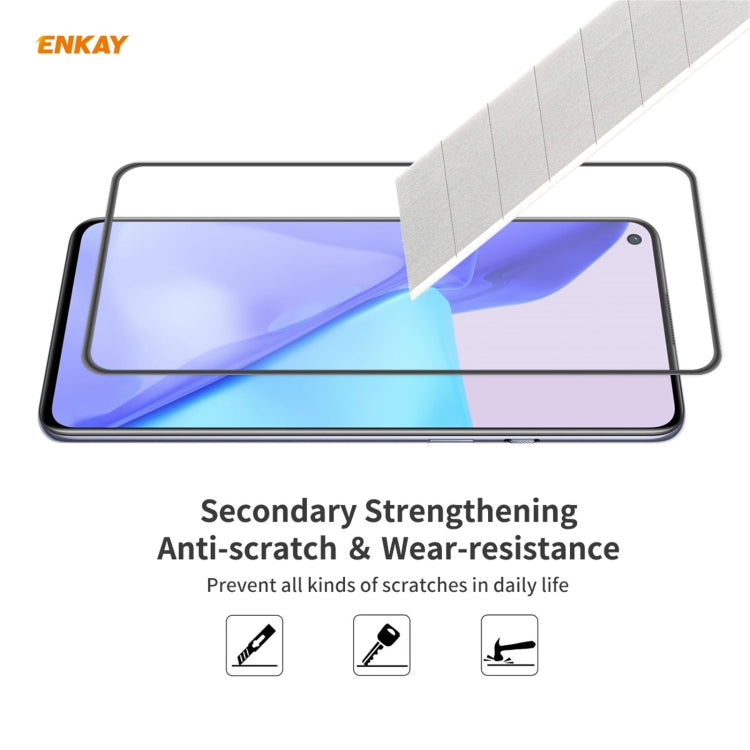 5 PCS ENKAY Hat-Prince Anti-drop Full Glue Tempered Glass Full Screen Film Anti-fall Protector, For OnePlus 9, For OnePlus 9R