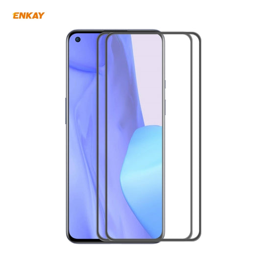 2 films de protection d'écran en verre trempé ENKAY Hat-Prince Anti-chute Full Glue, pour OnePlus 9, pour OnePlus 9R