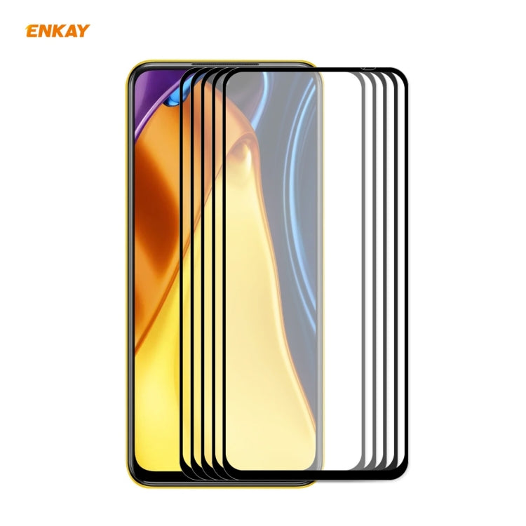 5 PCS ENKAY Hat-Prince Full Glue 0.26mm 9H 2.5D Tempered Glass Full Coverage Film, For Xiaomi Poco M3 Pro / Redmi Note 10 5G(5pcs)