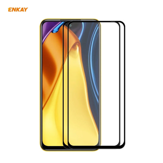 2 PIÈCES ENKAY Hat-Prince Adhésif intégral 0,26mm 9H 2.5D Film en Verre Trempé Couverture Complète, Pour Xiaomi Poco M3 Pro / Redmi Note 10 5G (2pcs)