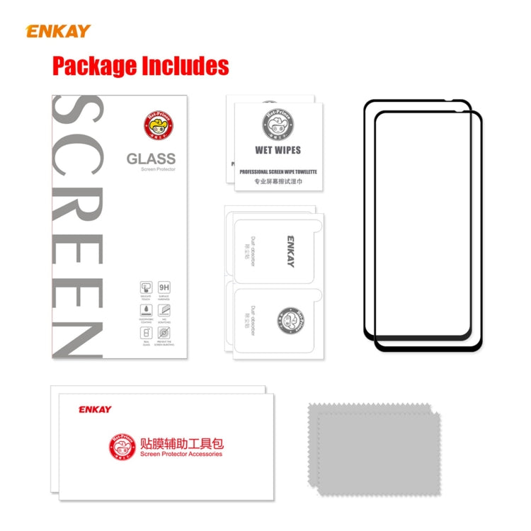 2 PCS ENKAY Hat-Prince Full Glue 0.26mm 9H 2.5D Tempered Glass Full Coverage Film, For Xiaomi Poco M3 Pro / Redmi Note 10 5G(2pcs)