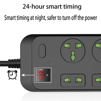 T17 3000W High-power 24-hour Smart Timing Socket QC3.0 USB Fast Charging Power Strip Socket , Cable Length: 2m, US Plug