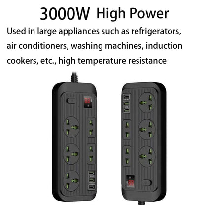T17 3000W High-power 24-hour Smart Timing Socket QC3.0 USB Fast Charging Power Strip Socket , Cable Length: 2m, US Plug